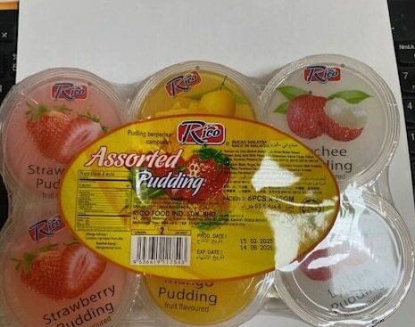PUDDING ASSORTED STRAWBERRY,MANGGO,LYCHEE 6PCS X 65gm Rico - Image 1